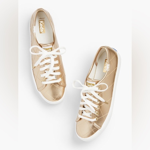 KEDS KICKSTART SNEAKERS - QUILTED METALLIC Gold Size 6.5 - Picture 1 of 9